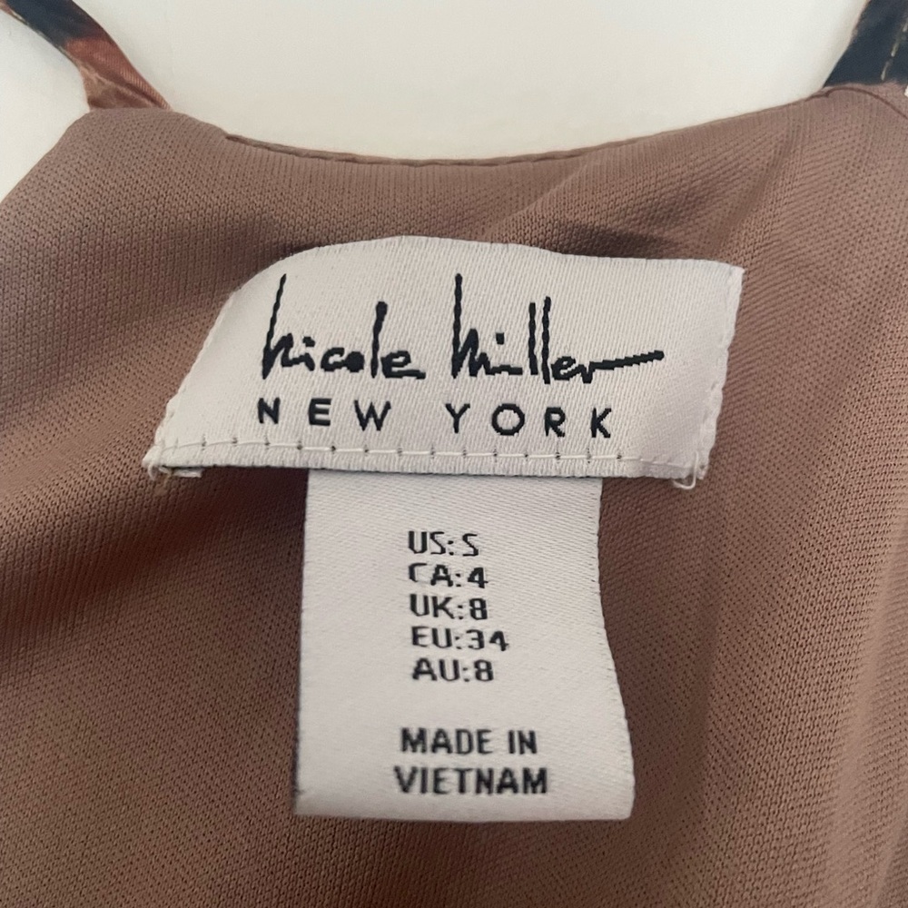Nicole Miller New York Satin Abstract Animal Print Maxi Slip Dress Size S - Picture 4 of 4